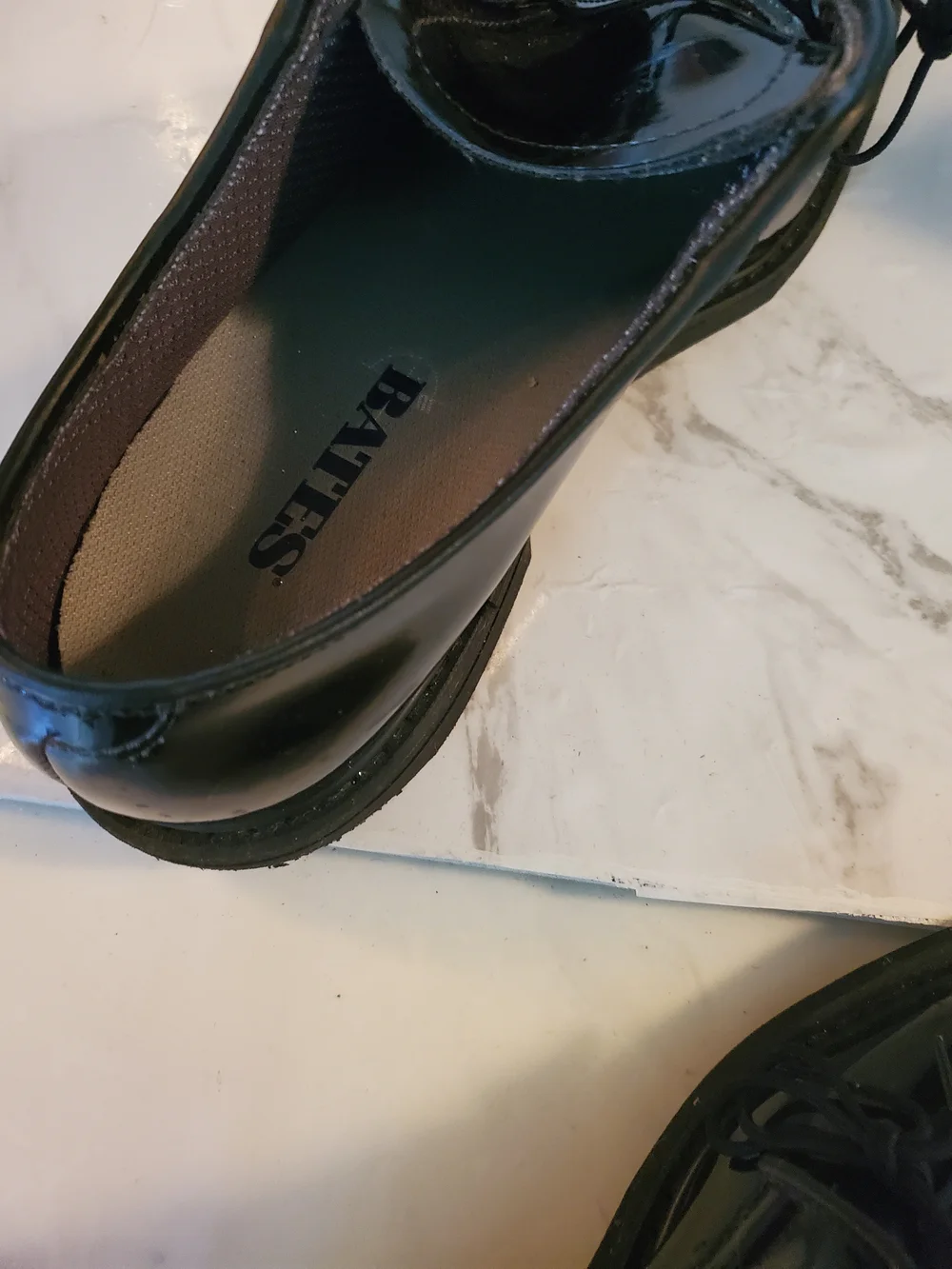 Bates Black Patent Leather Lace-Up Oxfords
